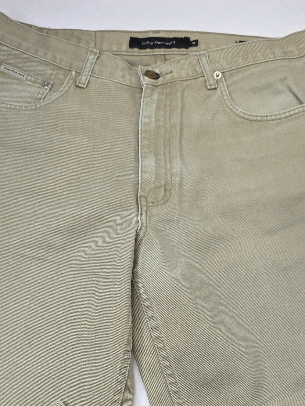 Calvin Klein Men's Casual Straight-Leg Jeans Beige Tan Size 34 CS-3671